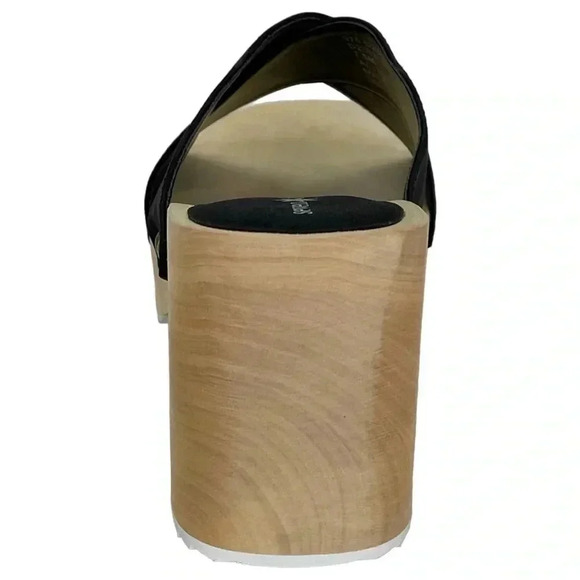 Seven Dials Malta Black Faux Leather Wooden Platform Womens Sandals Size 7.5M - Picture 7 of 11